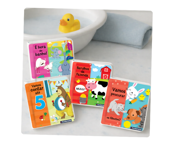 Kit 4 Livros Infantis de Banho para Bebês
