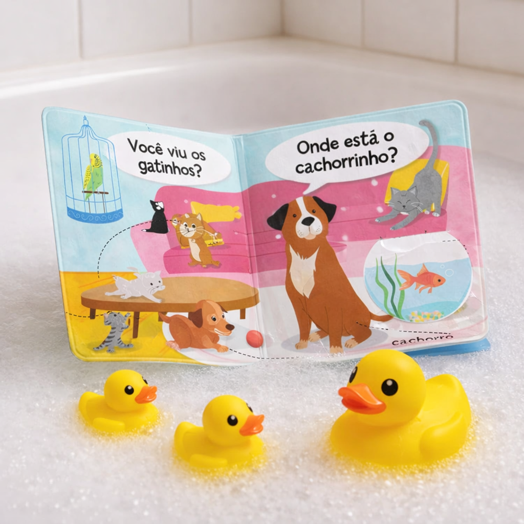 Kit 4 Livros Infantis de Banho para Bebês