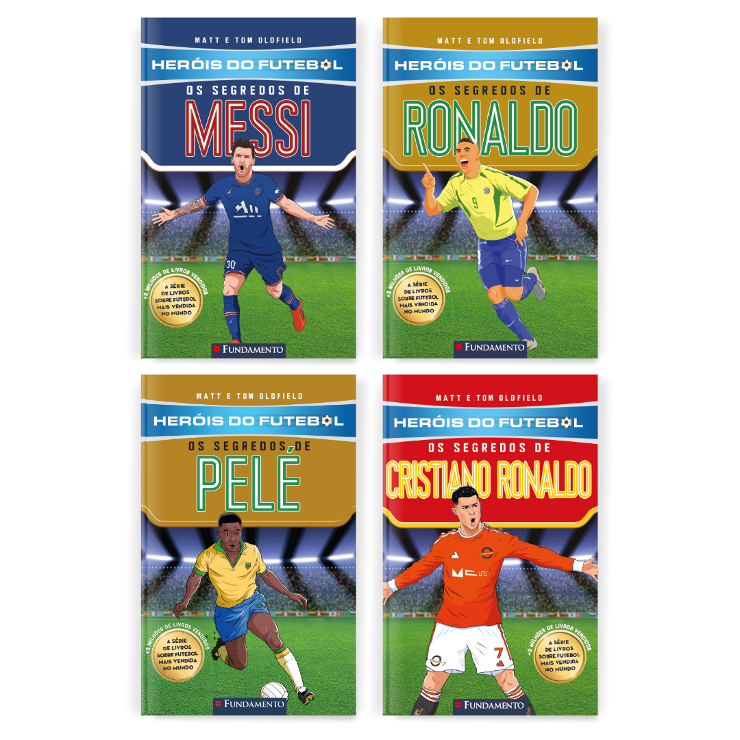 Kit Herois do Futebol - 4 Livros (cr7, Messi, Ronaldo, e Pelé)