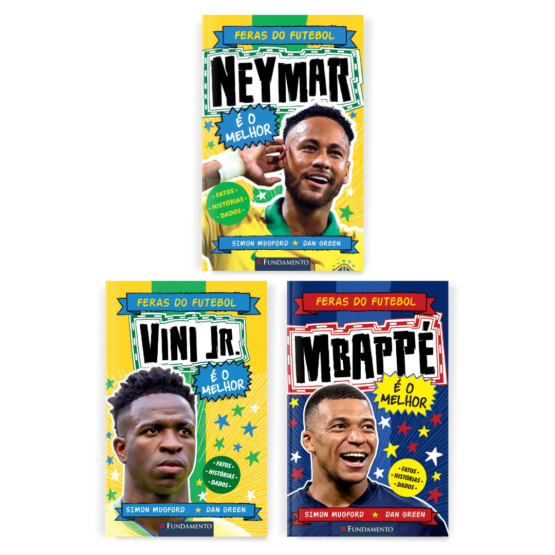 Kit Feras do Futebol - 3 Livros (Neymar + Mbappé + Vini Jr)