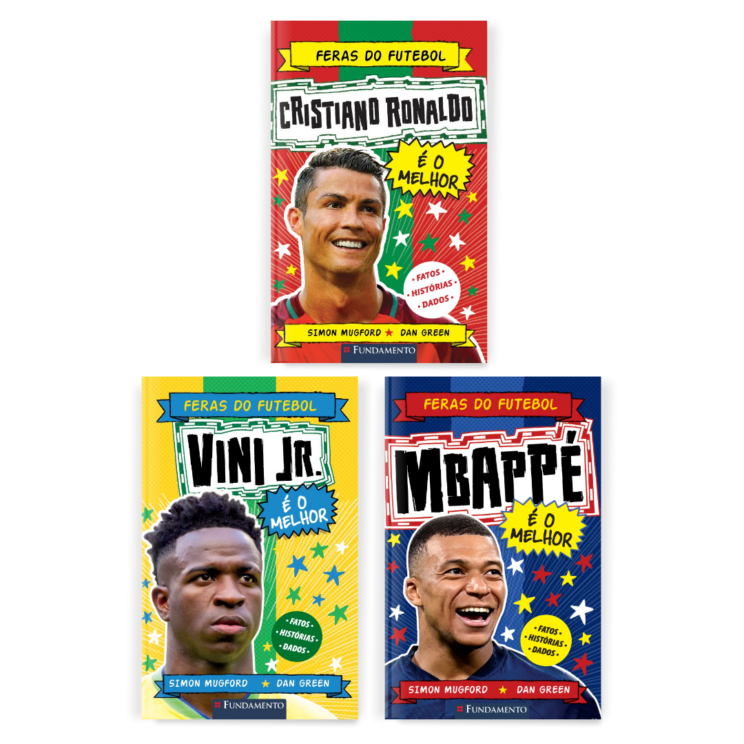 Kit Feras do Futebol - 3 Livros (Mbappé + Vini Jr + CR7)