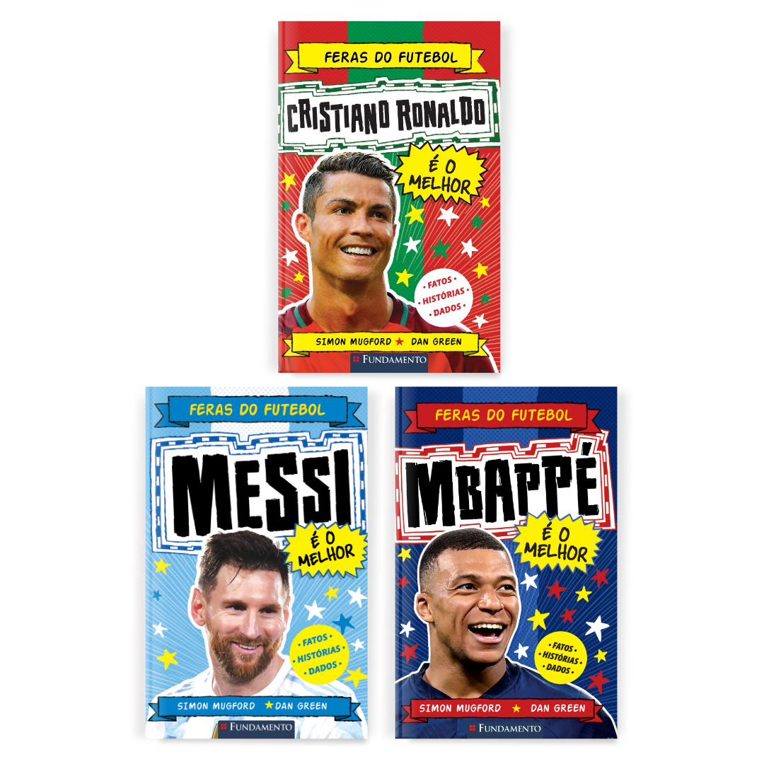 Kit Feras do Futebol - 3 Livros (Mbappé + CR7 + Messi)