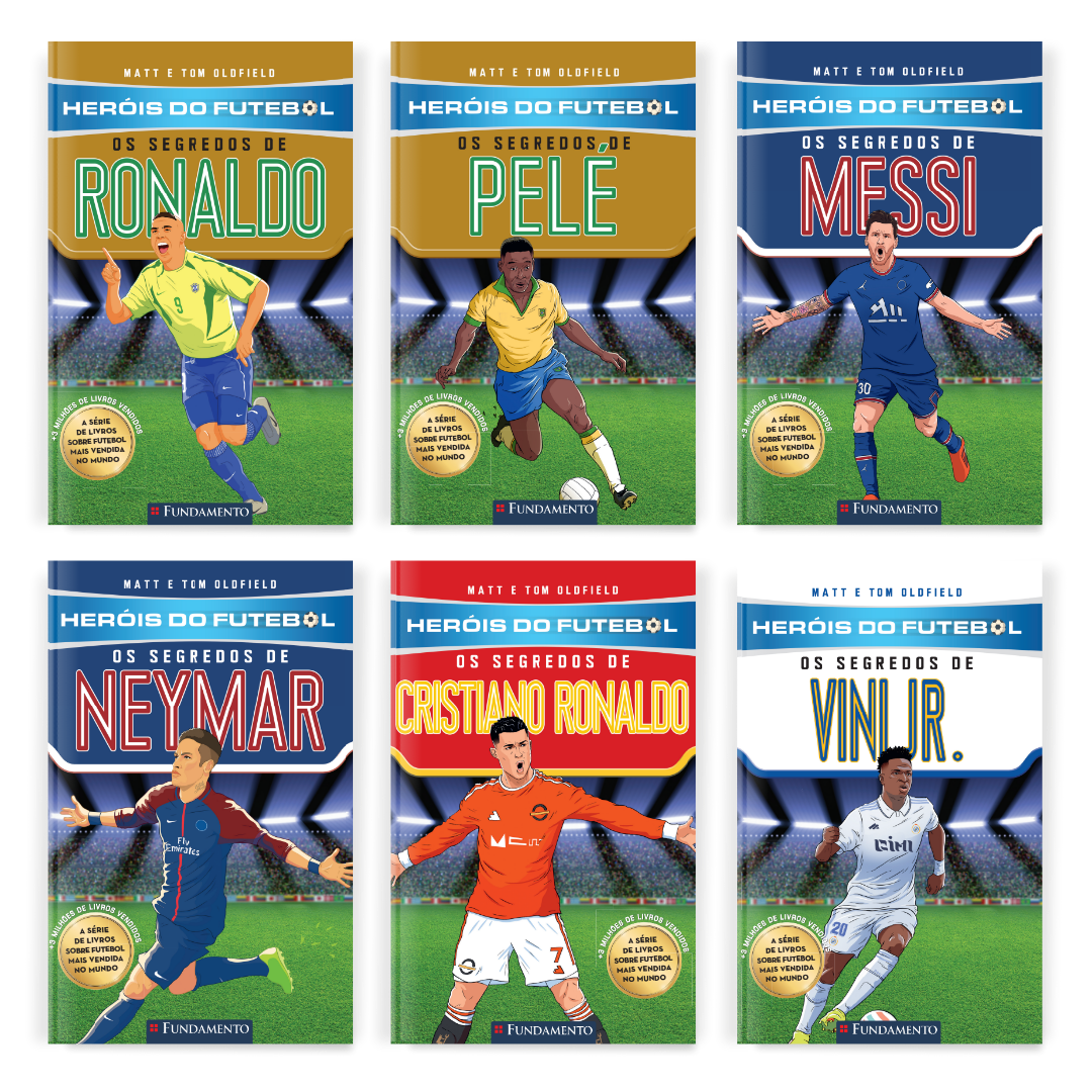 Kit Heróis do Futebol - 6 Livros (Pelé, Ronaldo Fenômeno, Vini Jr, Neymar, CR7 e Messi)