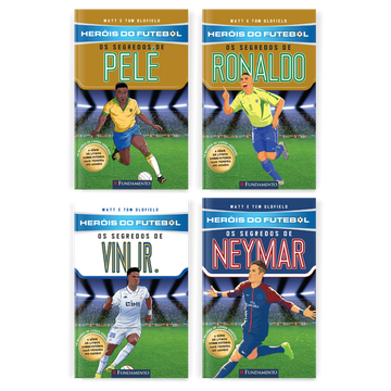 Kit Heróis do Futebol Brasileiro - 4 Livros (Pelé + Ronaldo + Vini Jr + Neymar)