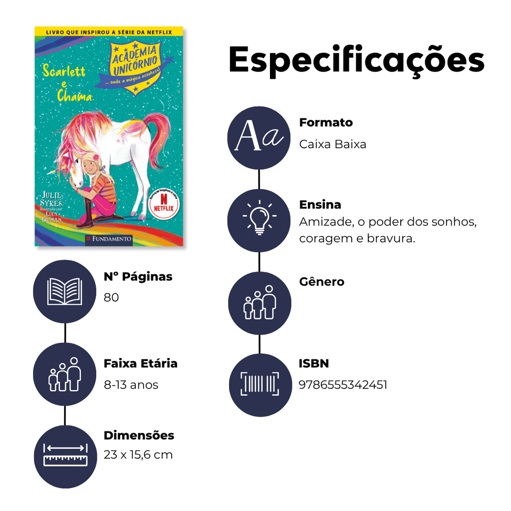 Academia Unicórnio 02: Scarlett e Chama - Editora Fundamento livro_infantil