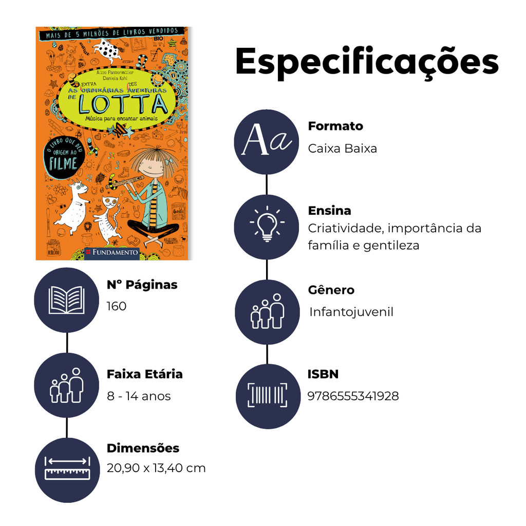 As (Extra)Ordinárias (Des)Aventuras de Lotta 3: Música para Encantar Animais - Editora Fundamento livro_infantil