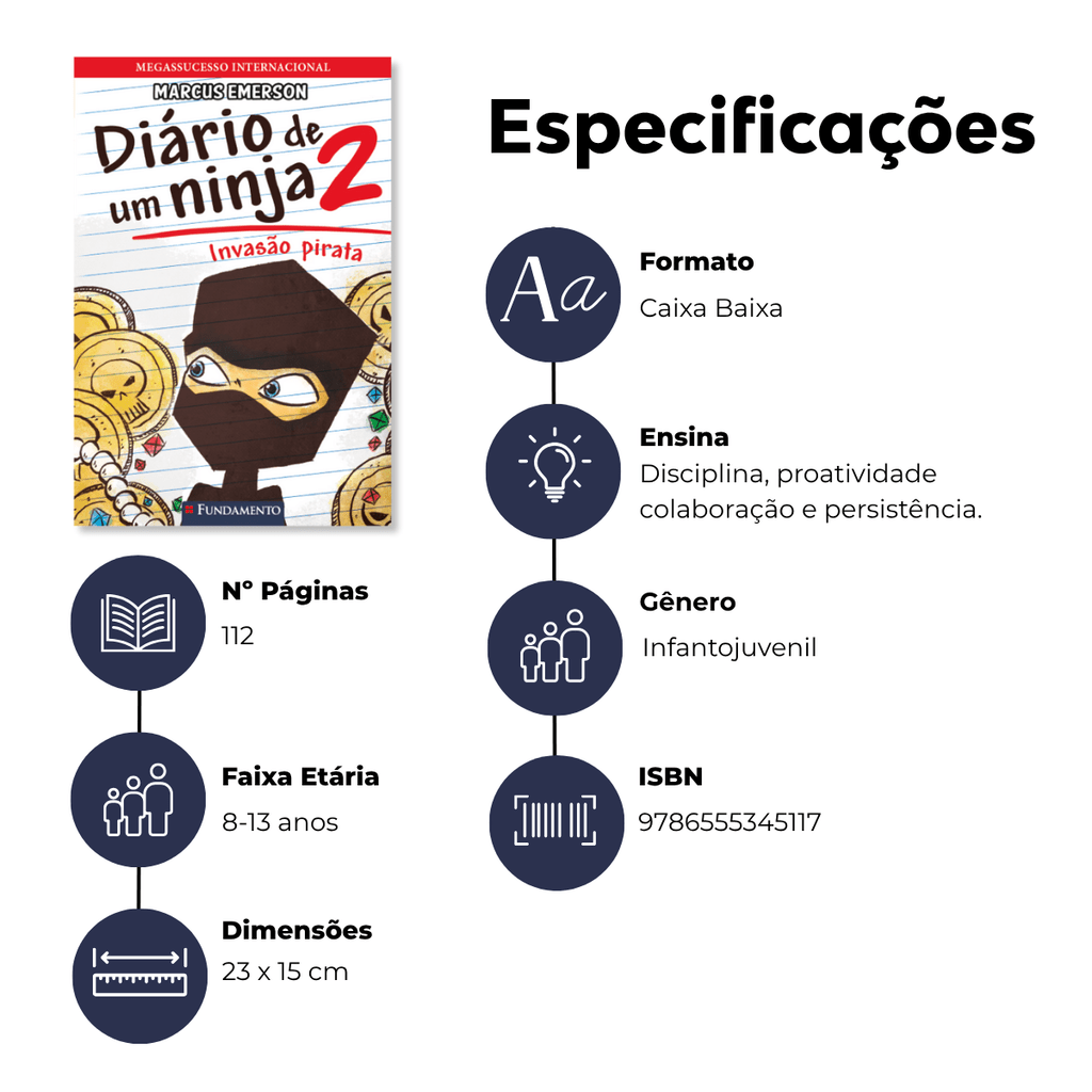 Diário de Um Ninja 2: Invasão Pirata - Editora Fundamento livro_infantil