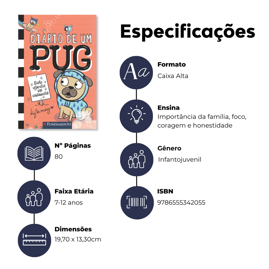 Diário de Um Pug: Bob Ajuda Os Animais - Editora Fundamento livro_infantil