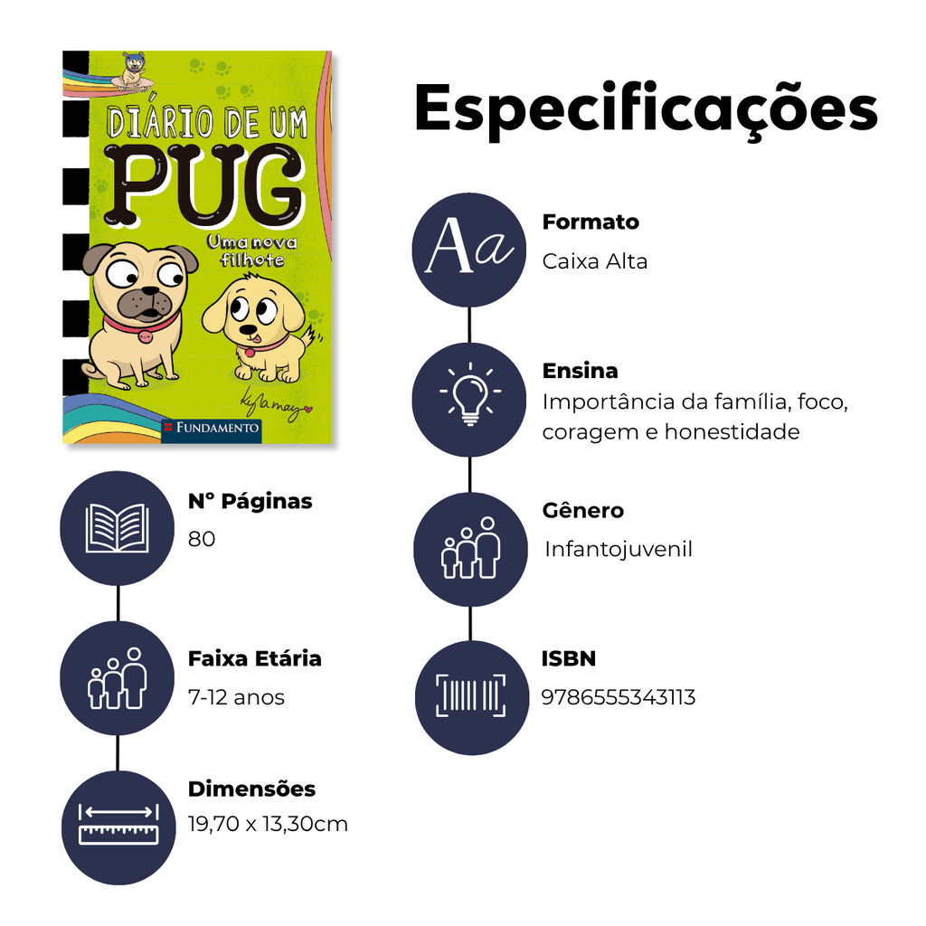 Diário de Um Pug: Uma Nova Filhote - Editora Fundamento livro_infantil