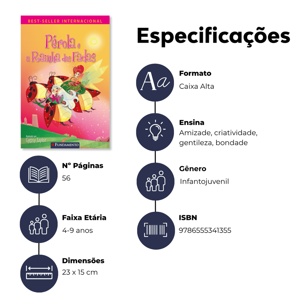 Fada Pérola - Pérola e a Rainha das Fadas - Editora Fundamento livro_infantil