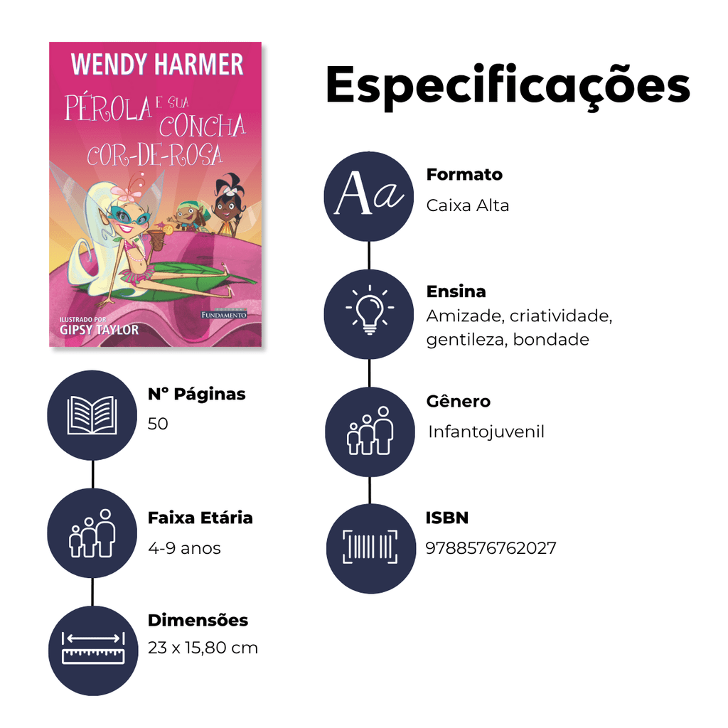 Fada Pérola - Pérola e Sua Concha Cor - de - Rosa - Editora Fundamento livro_infantil