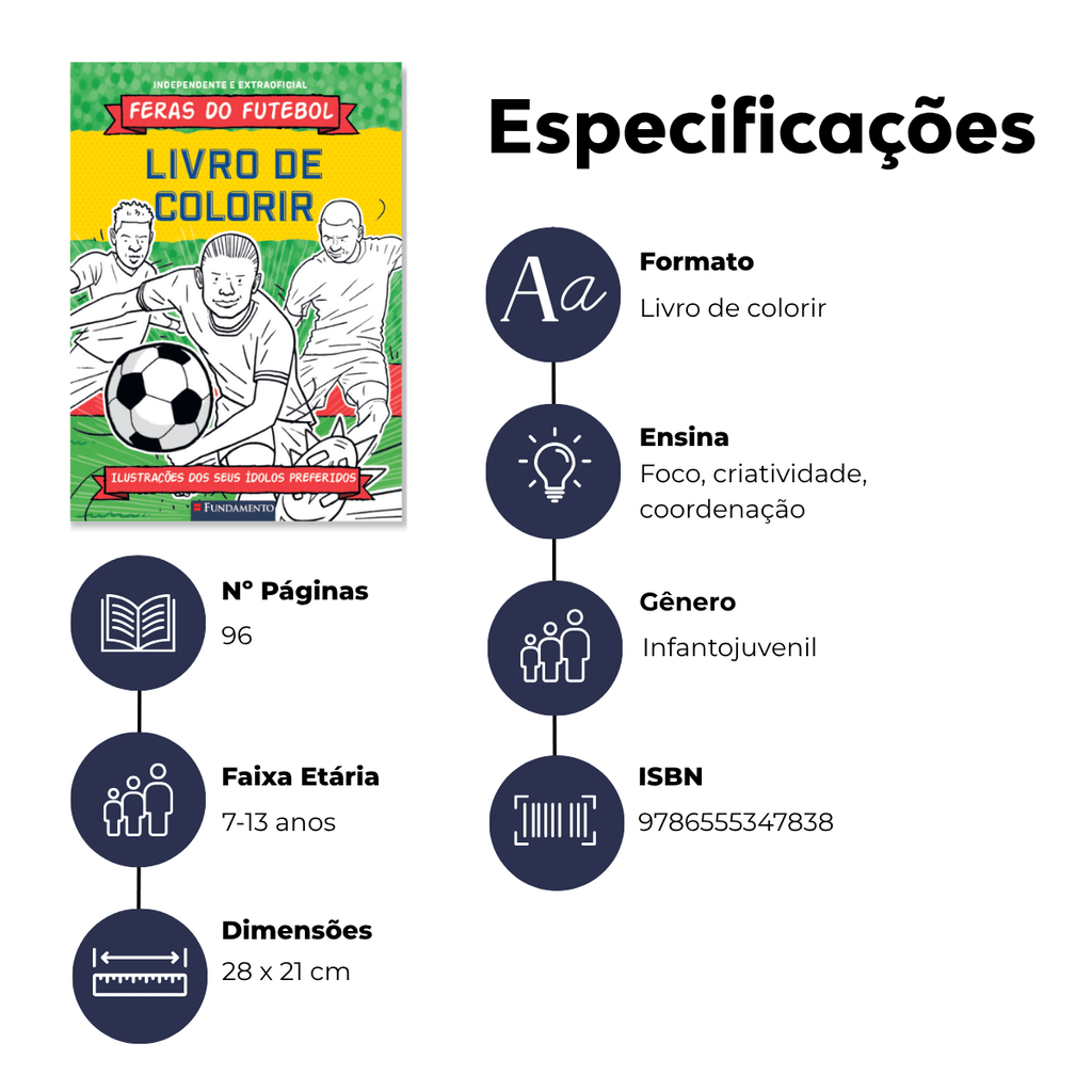 Feras do Futebol: Livro de Colorir - Editora Fundamento livro_infantil