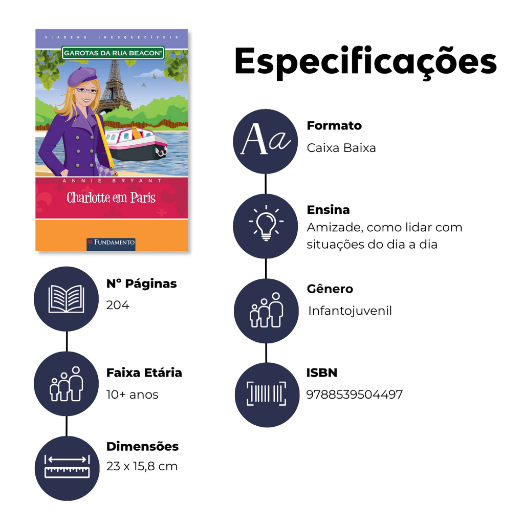 Garotas da Rua Beacon Viagens Inesqueciveis - Charlotte em Paris - Editora Fundamento livro_infantil