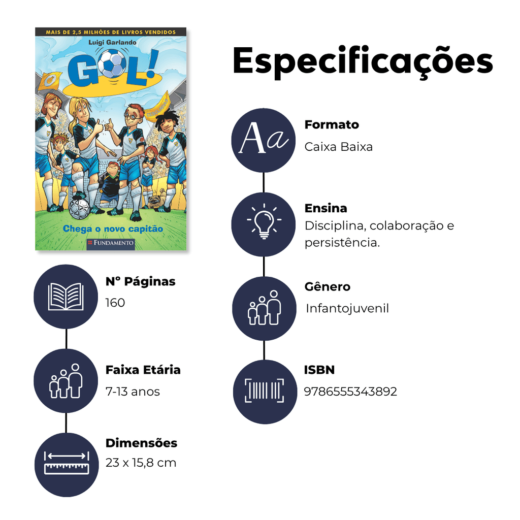 Gol 8 - Chega o Novo Capitão - Editora Fundamento livro_infantil