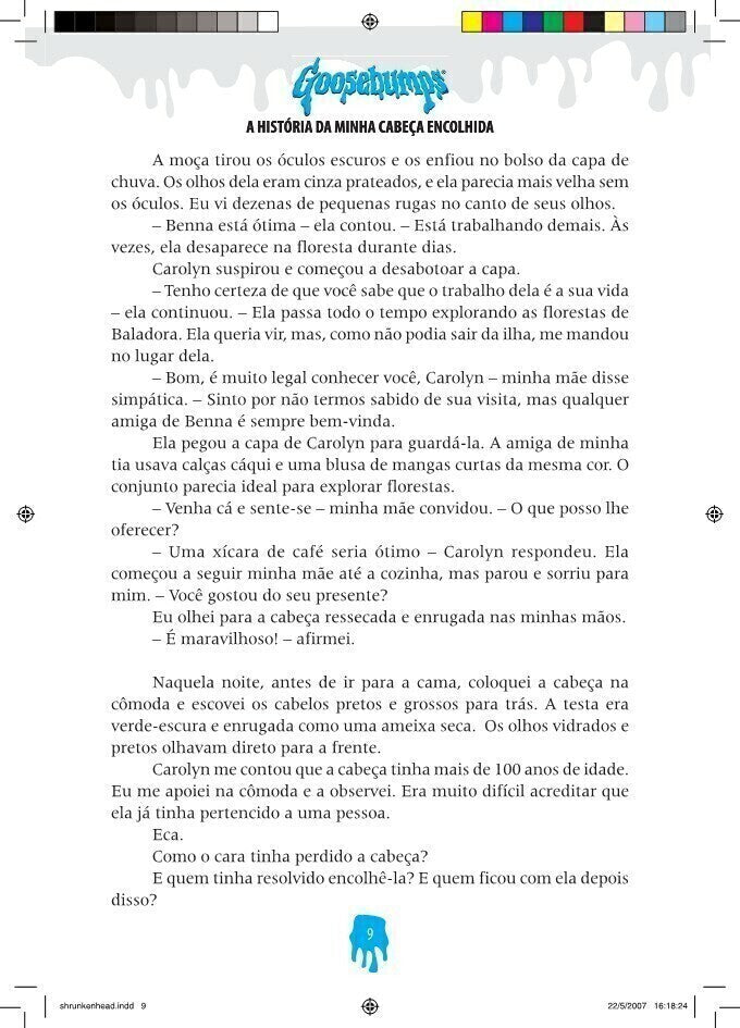 Goosebumps - A História da Minha Cabeça Encolhida - Editora Fundamento livro_infantil