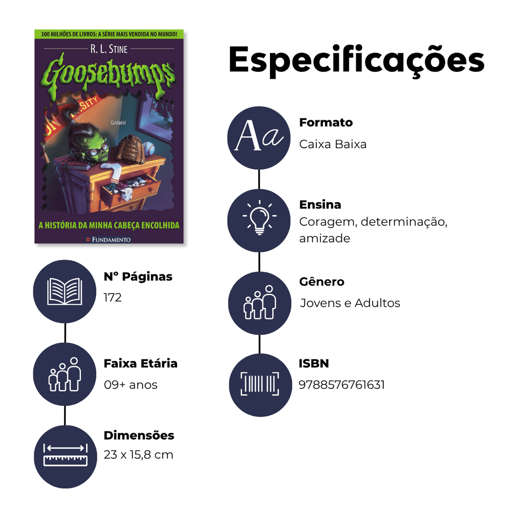 Goosebumps - A História da Minha Cabeça Encolhida - Editora Fundamento livro_infantil