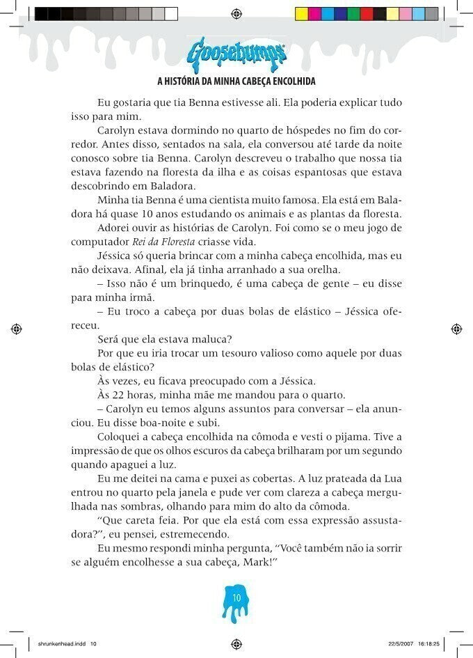 Goosebumps - A História da Minha Cabeça Encolhida - Editora Fundamento livro_infantil