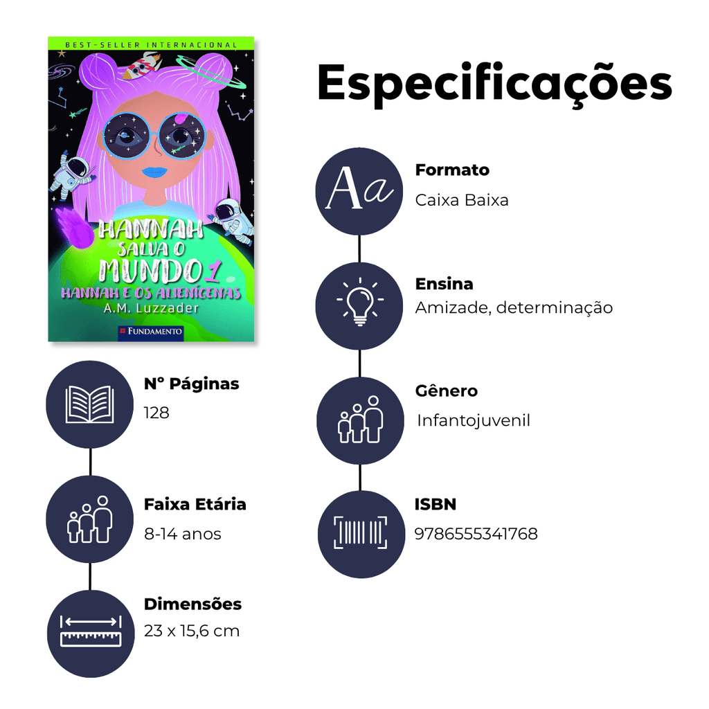 Hannah Salva o Mundo 1 - Hannah e Os Alienígenas - Editora Fundamento livro_infantil