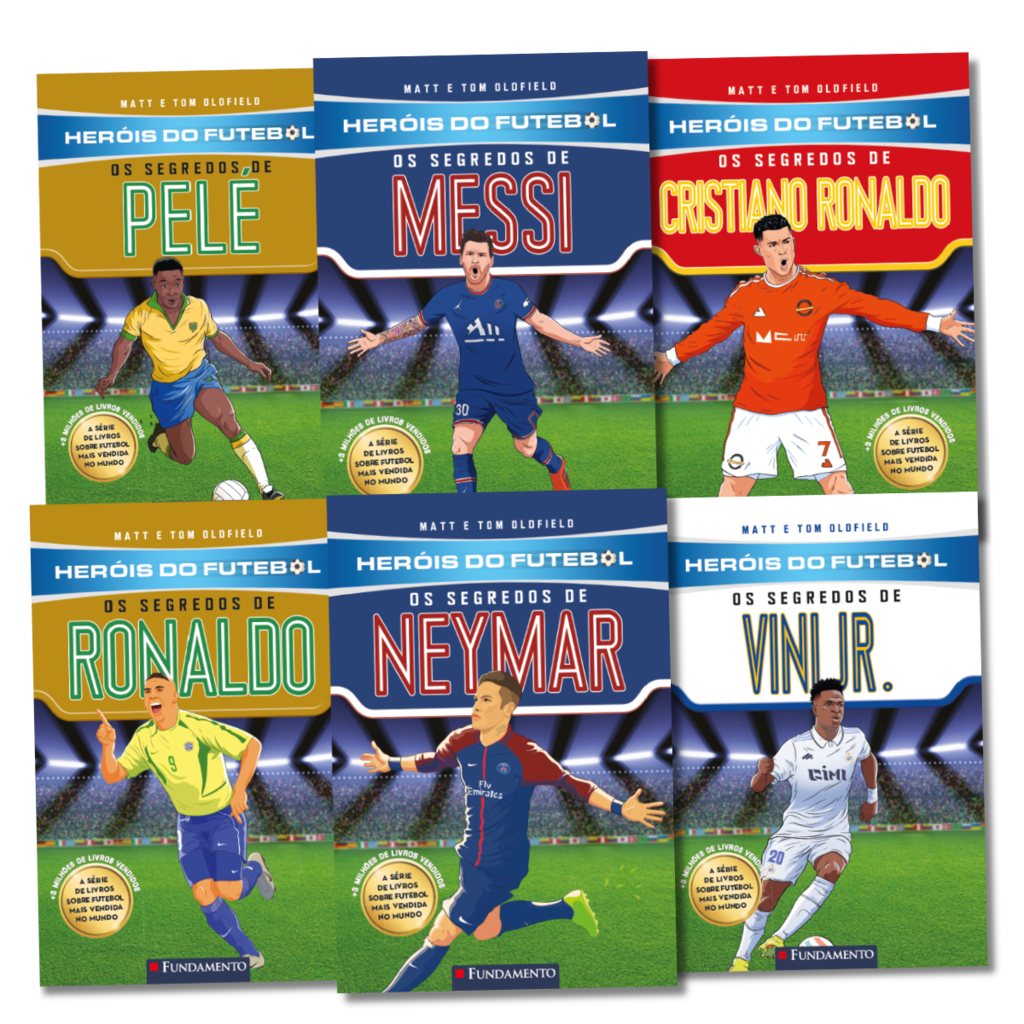 Kit Heróis do Futebol - 6 Livros (Pelé, Ronaldo Fenômeno, Vini Jr, Neymar, CR7 e Messi)
