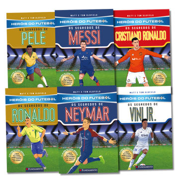 Kit Heróis do Futebol - 6 Livros (Pelé, Ronaldo Fenômeno, Vini Jr, Neymar, CR7 e Messi)