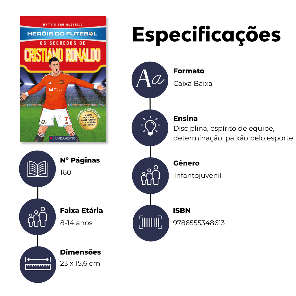 Heróis do Futebol: Os Segredos de Cristiano Ronaldo - Editora Fundamento livro_infantil