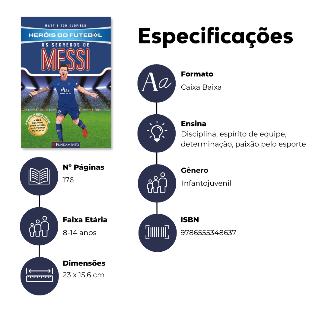 Heróis do Futebol: Os Segredos de Messi - Editora Fundamento livro_infantil