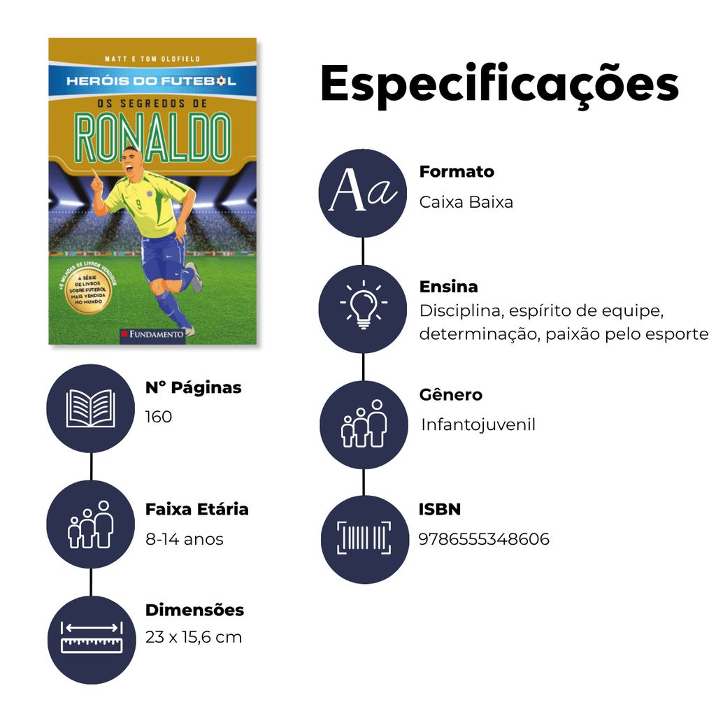 Heróis do Futebol: Os Segredos de Ronaldo - Editora Fundamento livro_infantil