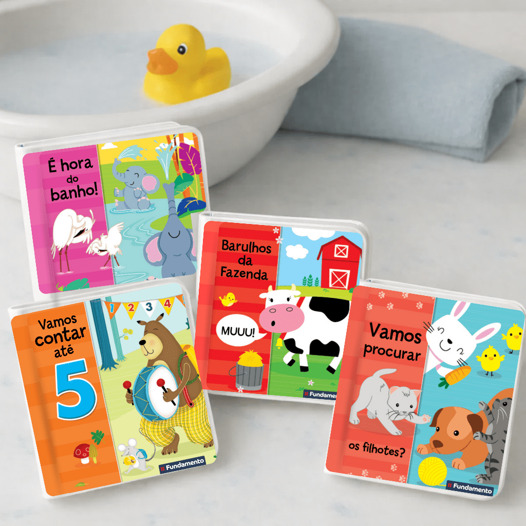 Kit 4 Livros Infantis de Banho para Bebês - Editora Fundamento livro_infantil