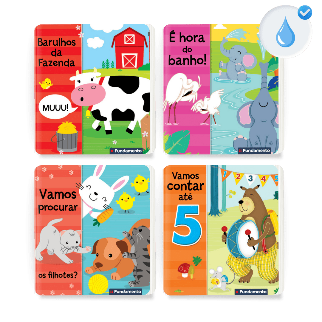 Kit 4 Livros Infantis de Banho para Bebês - Editora Fundamento livro_infantil