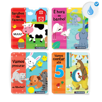 Kit 4 Livros Infantis de Banho para Bebês - Editora Fundamento livro_infantil