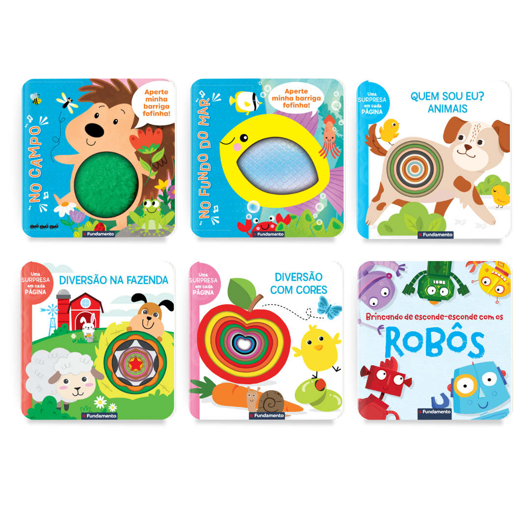 Kit 6 Livros para Bebês com Texturas e Estímulos Sensoriais - Editora Fundamento livro_infantil