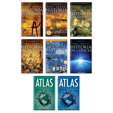 Kit Conhecimento Global - 8 Livros (Breve História + Atlas Geográfico) - Editora Fundamento livro_infantil