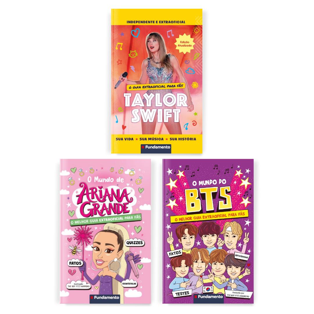 Kit Estrelas da Música - Taylor Swift, Ariana Grande e BTS - Editora Fundamento livro_infantil