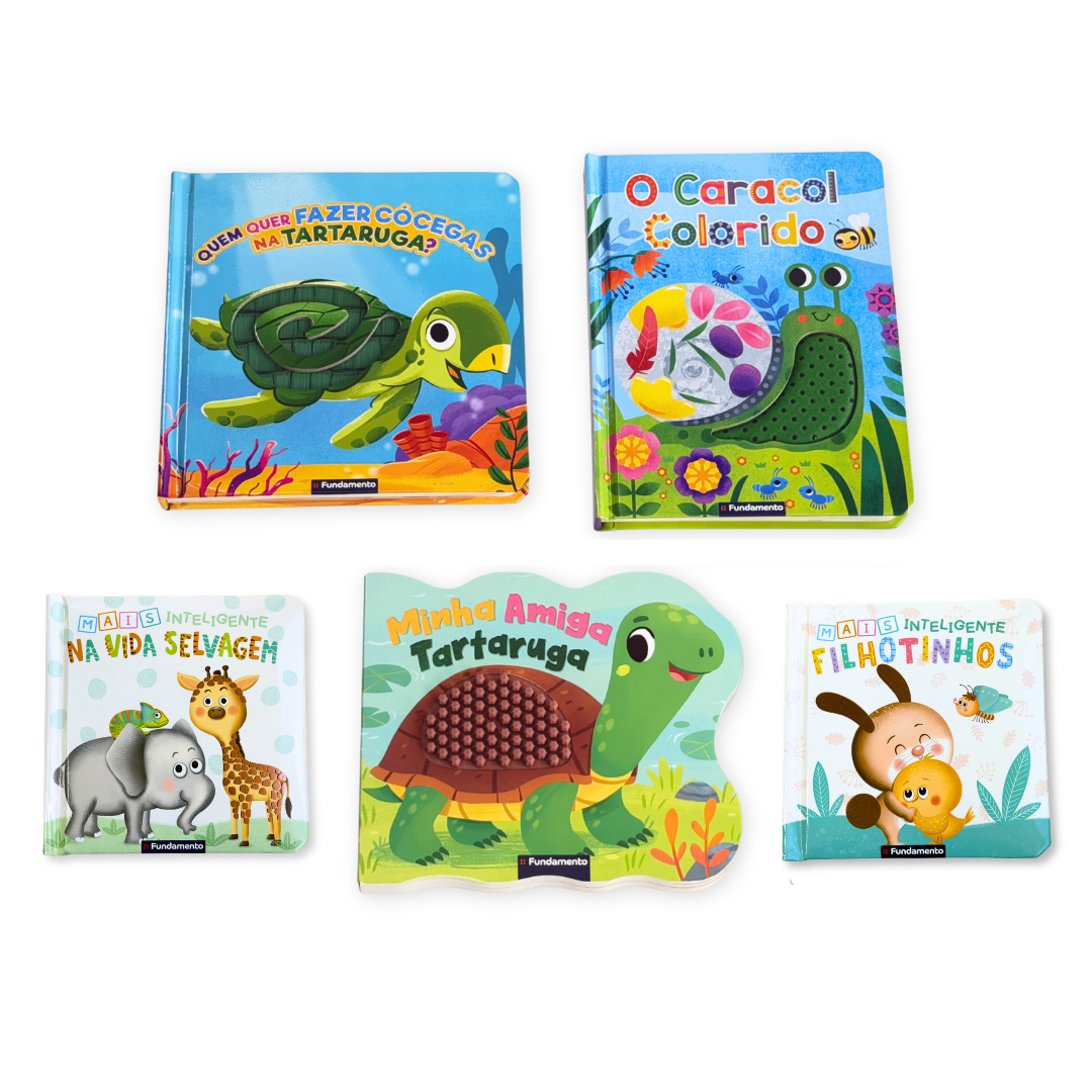 Kit Explorando os Animais: para Tocar, Sentir e Descobrir - 5 Livros para Bebês - Editora Fundamento livro_infantil