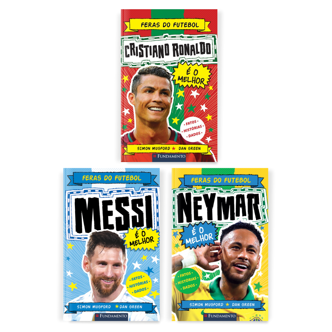 Kit Feras do Futebol - 3 Livros (CR7 + Messi + Neymar) - Editora Fundamento livro_infantil