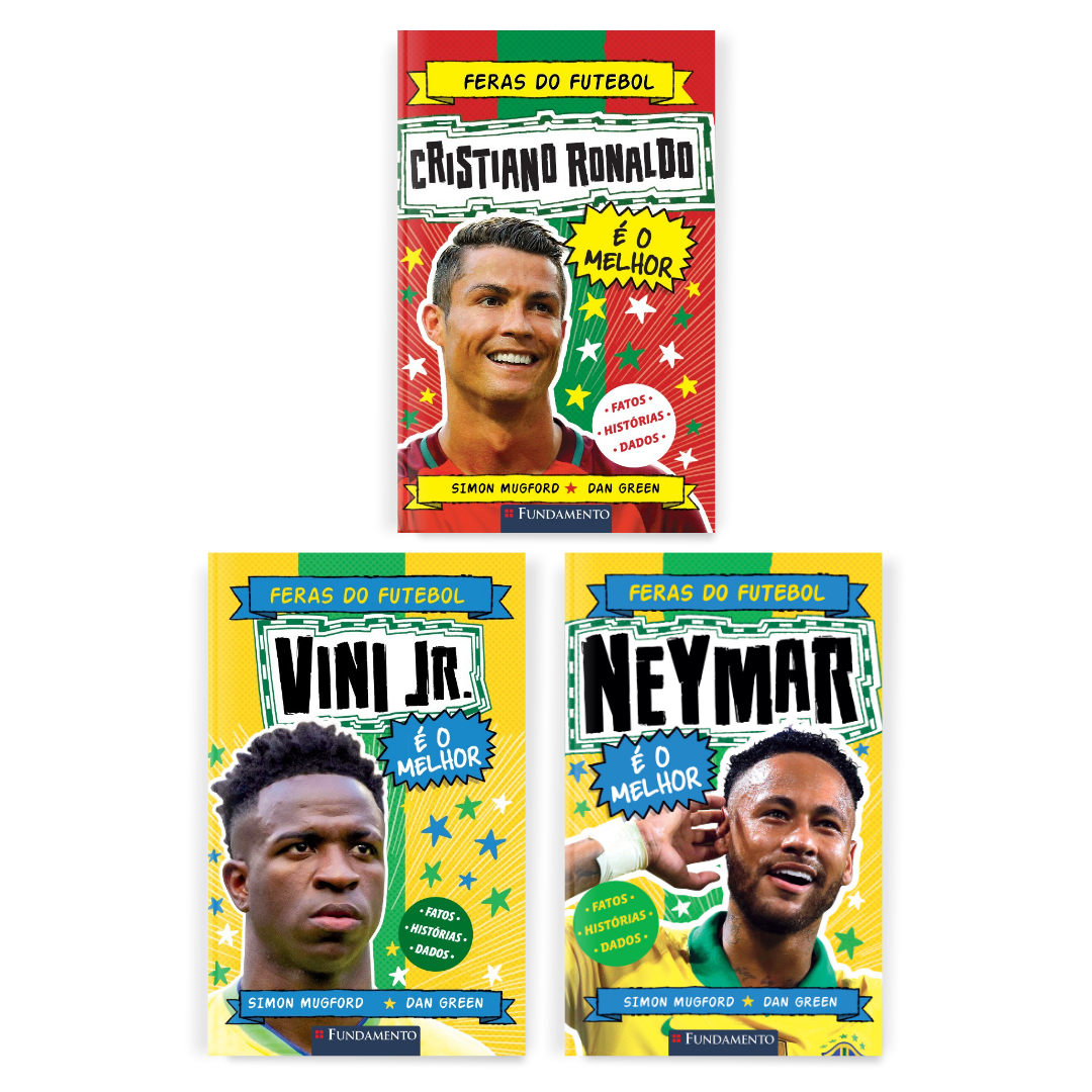 Kit Feras do Futebol - 3 Livros (CR7 + Vini Jr + Neymar) - Editora Fundamento livro_infantil