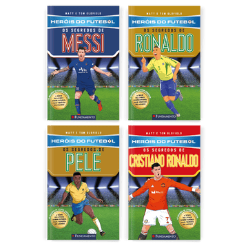 Kit Heróis do Futebol - 4 Livros (CR7, Messi, Ronaldo, e Pelé) - Editora Fundamento livro_infantil