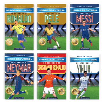 Kit Heróis do Futebol - 6 Livros (Pelé, Ronaldo Fenômeno, Vini Jr, Neymar, CR7 e Messi) - Editora Fundamento livro_infantil