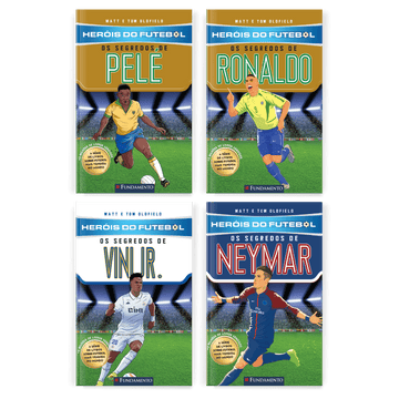 Kit Heróis do Futebol Brasileiro - 4 Livros (Pelé + Ronaldo + Vini Jr + Neymar) - Editora Fundamento livro_infantil
