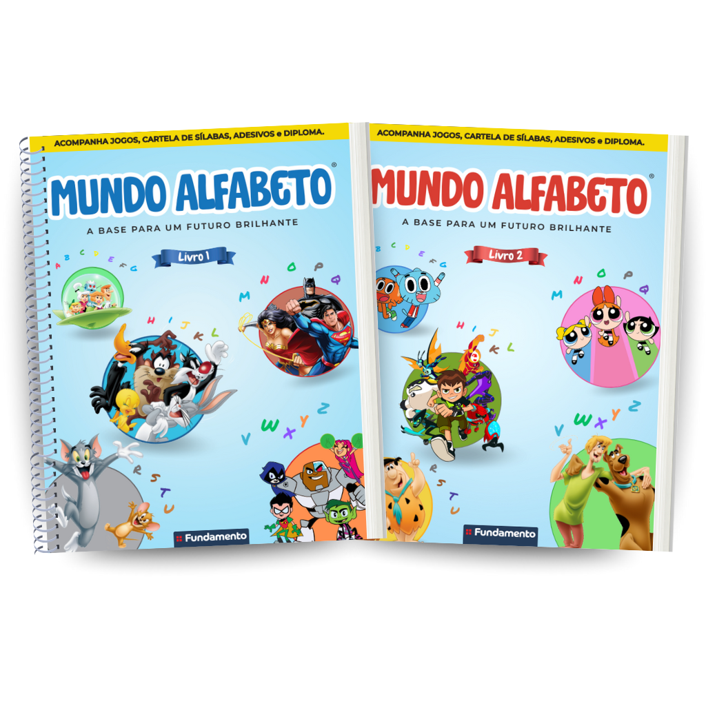 Kit Mundo Alfabeto - 2 Livros de Alfabetização + Acesso a Videoaulas Dinâmicas - Editora Fundamento livro_infantil