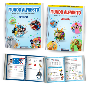 Kit Mundo Alfabeto - 2 Livros de Alfabetização + Acesso a Videoaulas Dinâmicas - Editora Fundamento livro_infantil