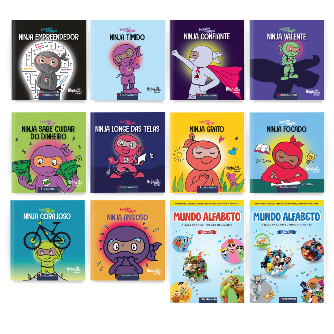 Kit Seu Filho Mais Inteligente: Segredo dos Ninjas 10 Livros + Kit Mundo Alfabeto - Editora Fundamento livro_infantil