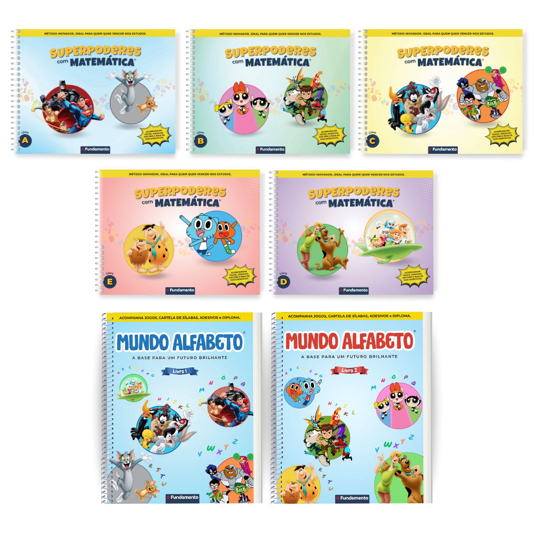 Kit Superpoderes com Matemática + Mundo Alfabeto - Editora Fundamento livro_infantil