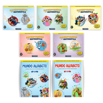 Kit Superpoderes com Matemática + Mundo Alfabeto - Editora Fundamento livro_infantil