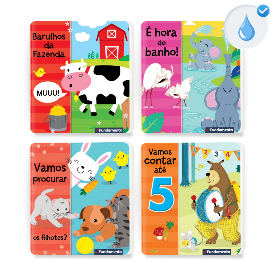 Kit 4 Livros Infantis de Banho para Bebês