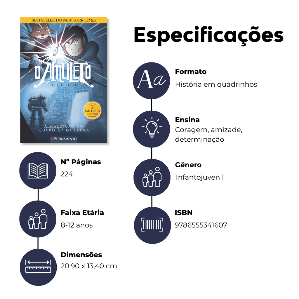 O Amuleto 02 - A Maldição do Guardião da Pedra - Editora Fundamento livro_infantil