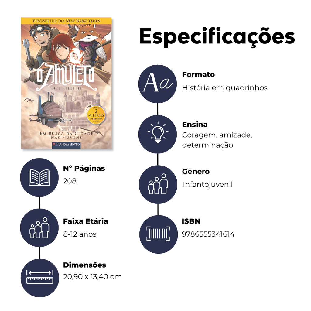 O Amuleto 03 - Em Busca da Cidade Nas Nuvens - Editora Fundamento livro_infantil