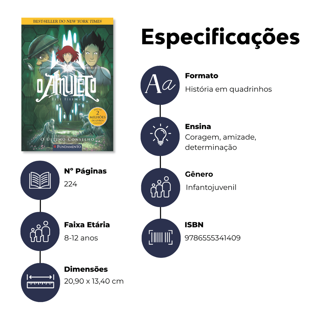 O Amuleto 04 - O Último Conselho - Editora Fundamento livro_infantil