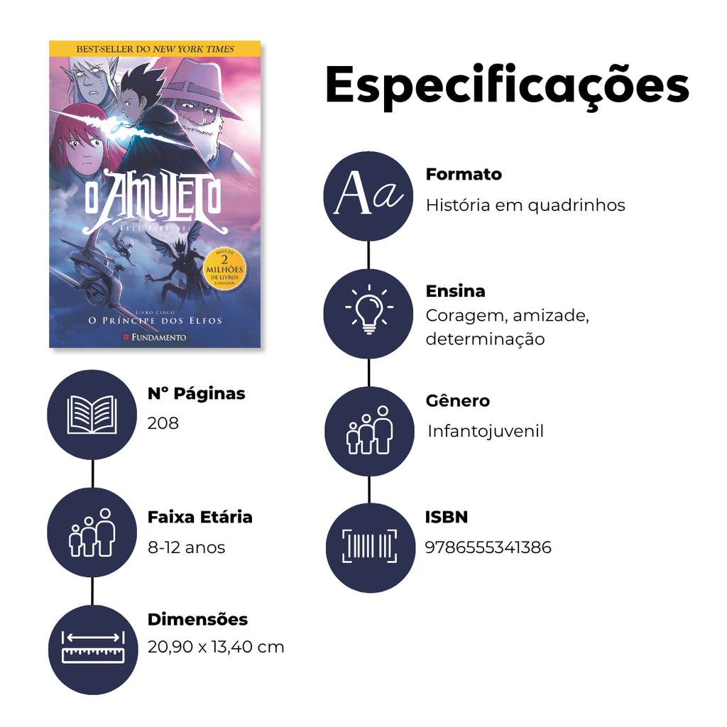 O Amuleto 05 - O Príncipe dos Elfos - Editora Fundamento livro_infantil