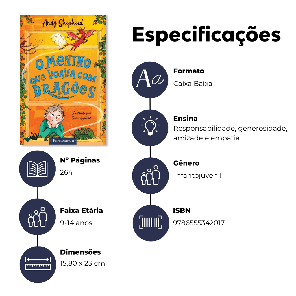 O Menino Que Voava com Dragões - Série o Menino Que Criava Dragões, Vol. 3 - Editora Fundamento livro_infantil